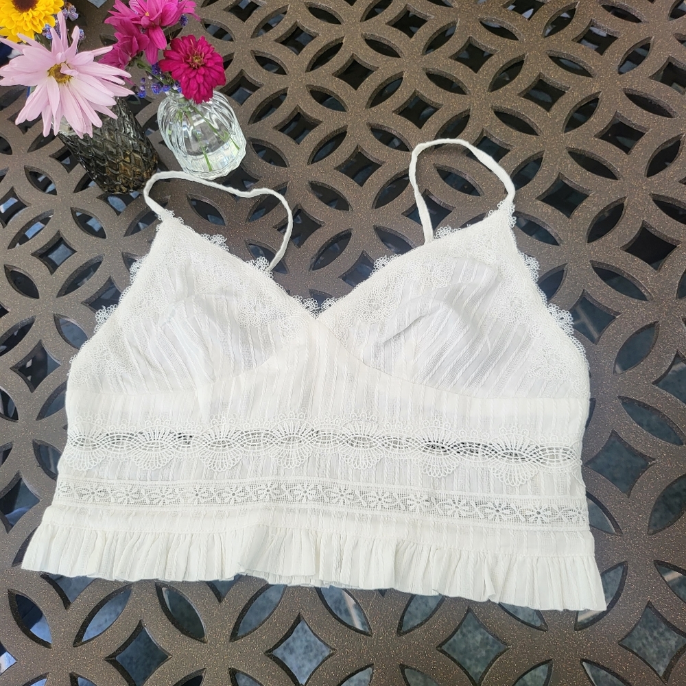 White lace Crop Top/ Bralette